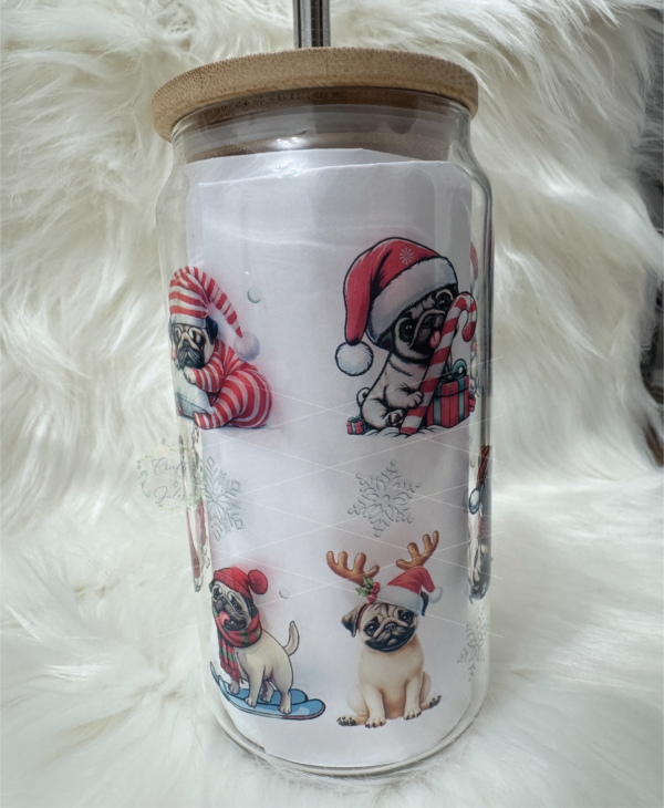 Bah Hum Pug 18oz Glass Christmas Mug | Funny Holiday Gift for Pug Lovers | Cute Dog-Themed Mug | FREE SHIPPING | Ready to Ship