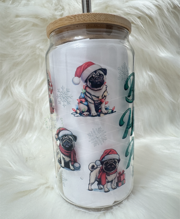 Bah Hum Pug 18oz Glass Christmas Mug | Funny Holiday Gift for Pug Lovers | Cute Dog-Themed Mug | FREE SHIPPING | Ready to Ship