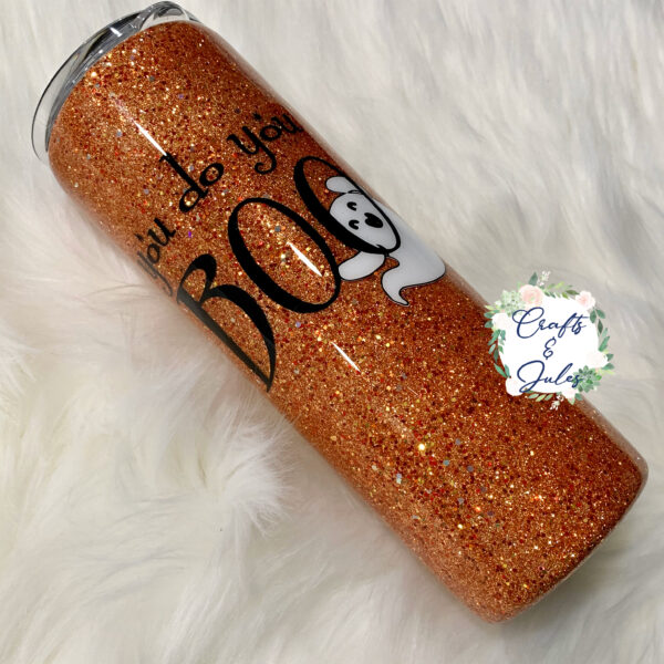 You do you boo orange glitter tumbler