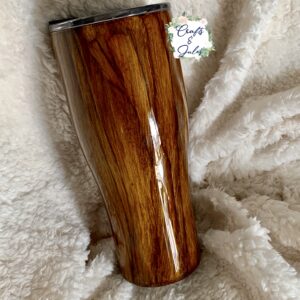 Wood Grain 32oz Double Walled Stainless Steel Hand Painted Tumbler Fathers Day Gift Ready to Ship