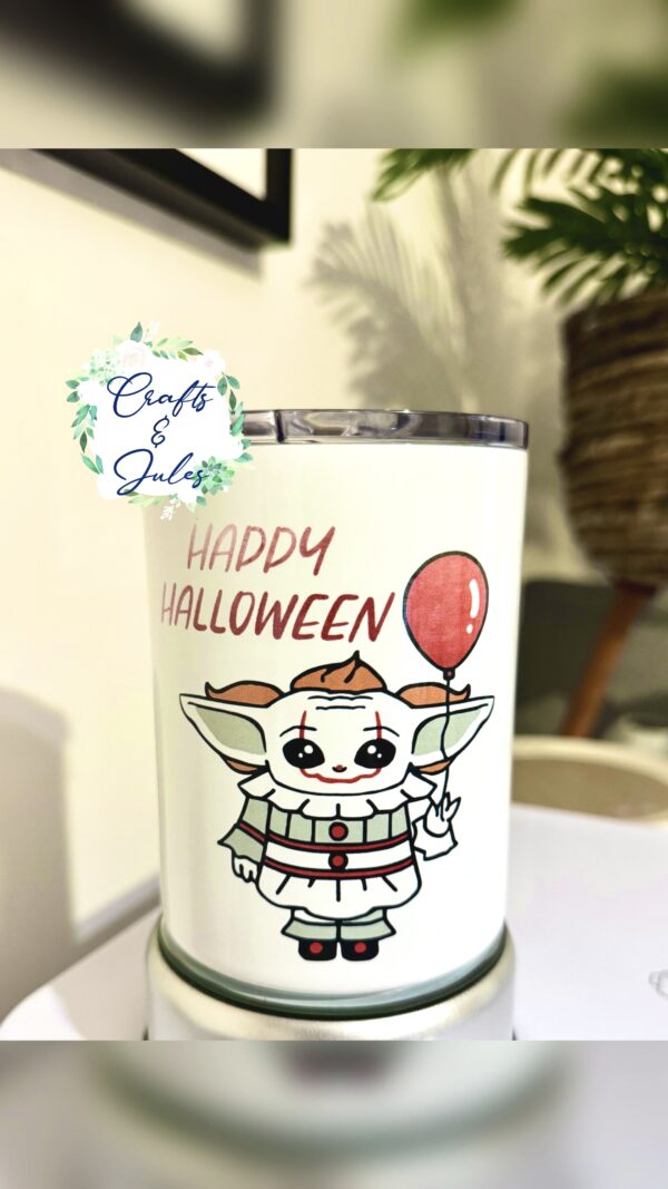 Baby Yoda as Pennywise Happy Halloween 10oz Sublimation Tumbler