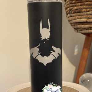 Etched Batman 20oz stainless Sleet Tumbler Black