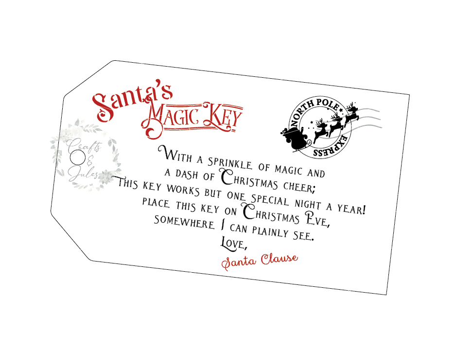 Santa's Magic Key for Santa 2 Note Tag SVG/PNG Only Ready for Download -  Crafts & Jules