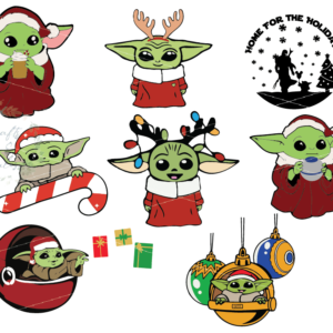 Baby Yoda Christmas Bundle SVG/PNG only Instant Download For layering