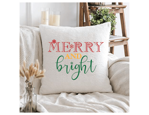 Merry and Bright Christmas SVG Only Ready for Download Pillow