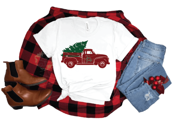 Red truck with Christmas tree mistletoe Team Santa SVG Only Ready for Download