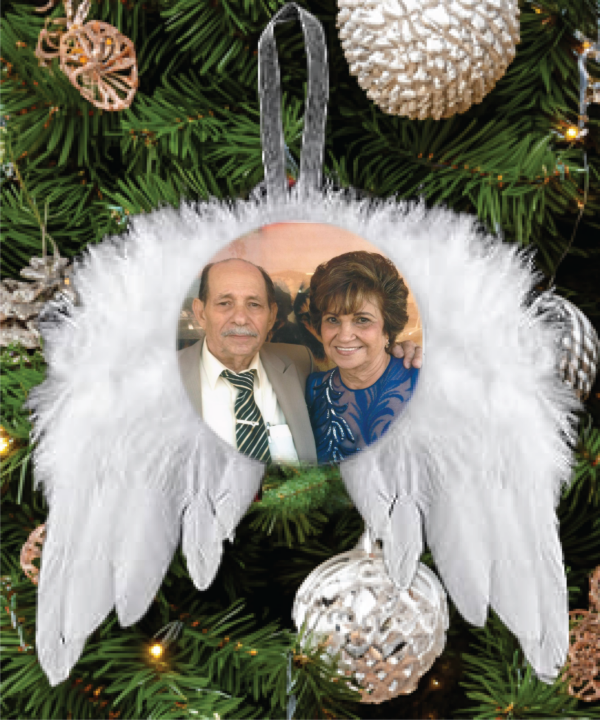 Memorial Angel Wings Photo Christmas Ornament